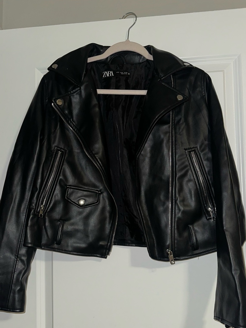 Zara Black Faux Leather Biker Jacket